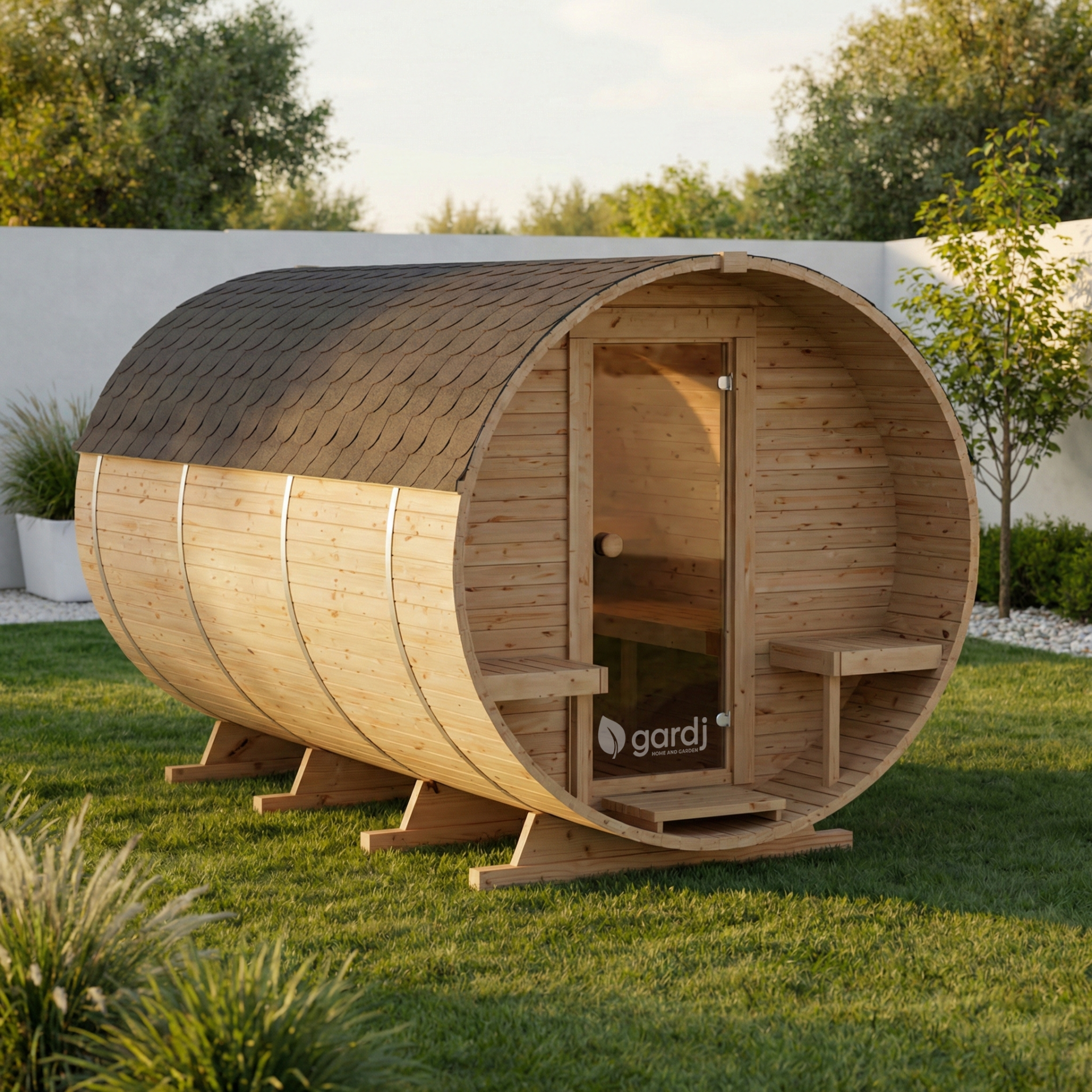 B340esmain Sauna a botte da esterno 340 cm con stufa elettrica - immagine 1
