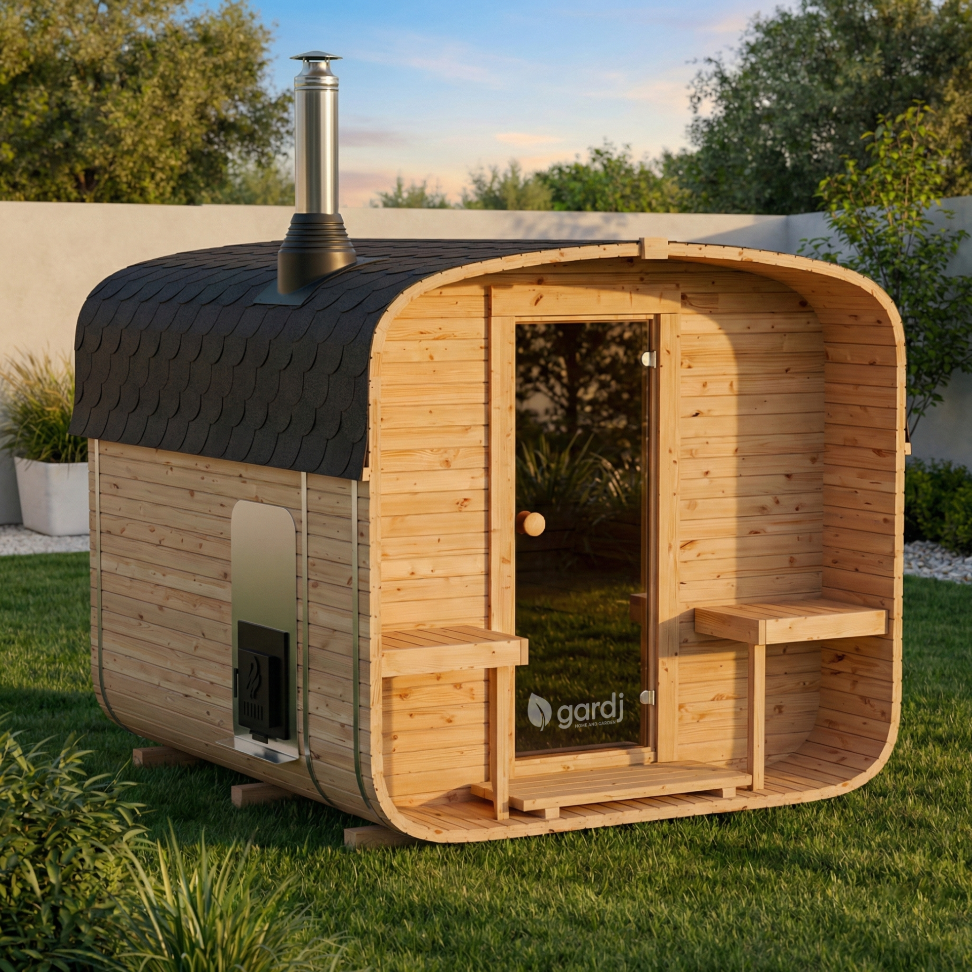 Q240QLwsmain Sauna da giardino QUADRO QL 240 cm con stufa a legna - immagine 1