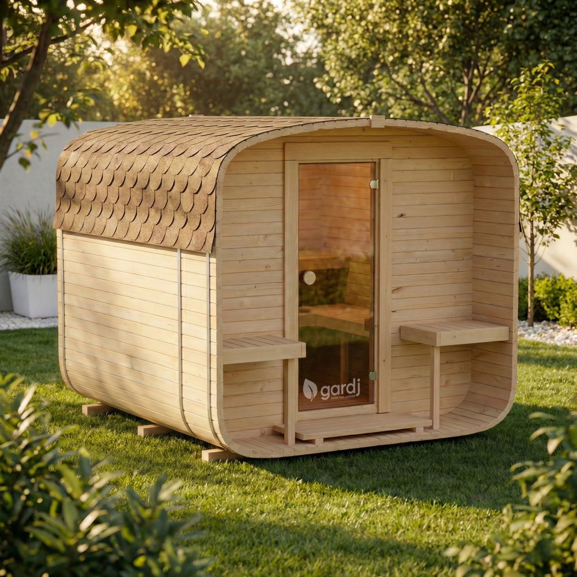 Sauna da Giardino QUADRO 240 cm con Stufa Elettrica - immagine 1