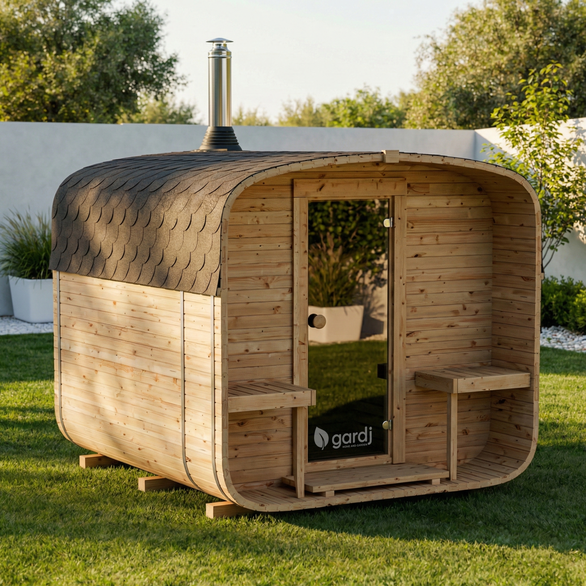 Q240wsmain Sauna da giardino QUADRO 240 cm con stufa a legna - immagine 1