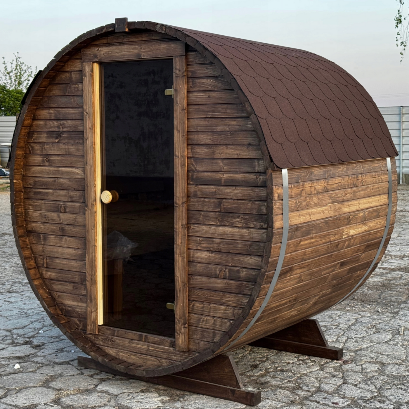 Sauna a botte da esterno 180 cm con stufa a legna - immagine 2