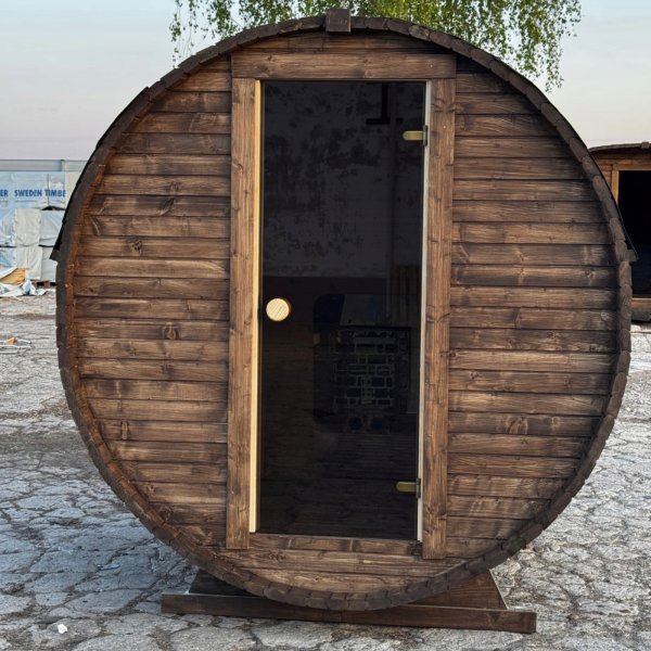Sauna a botte da esterno 180 cm con stufa a legna - immagine 4