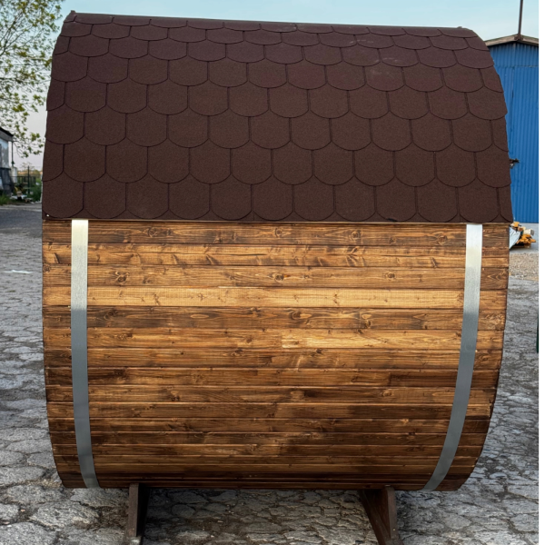 Sauna a botte da esterno 180 cm con stufa a legna - immagine 3