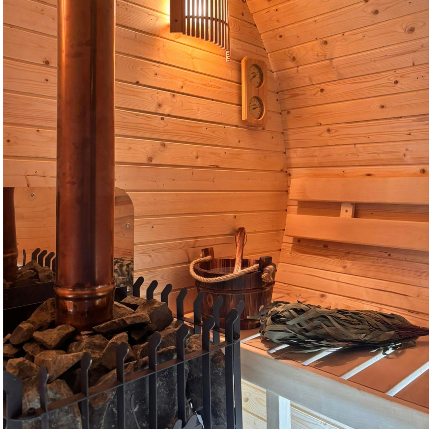 Stufa a legna nella sauna