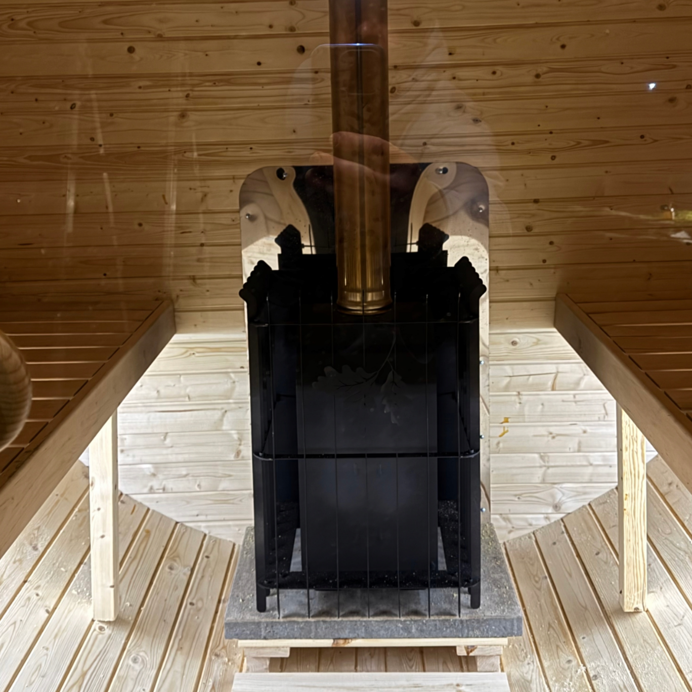 Sauna a botte da esterno 180 cm con stufa a legna - immagine 6