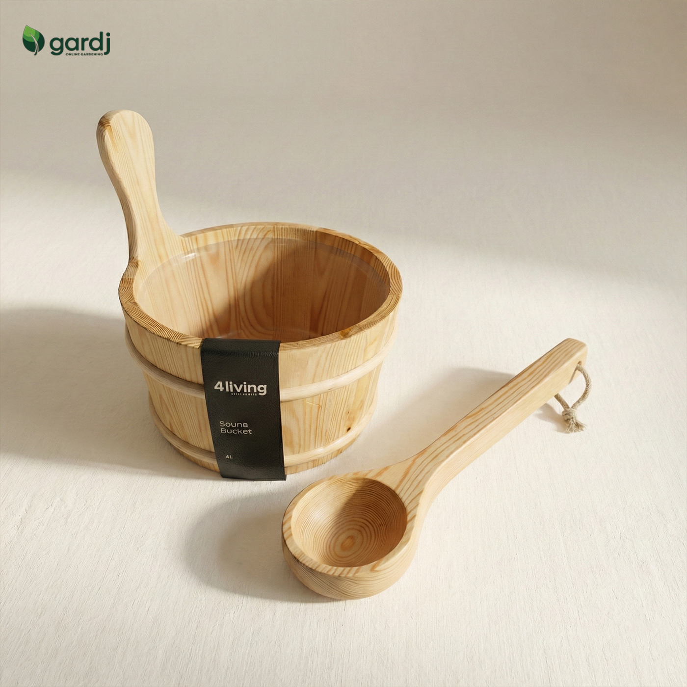 4livset1 Set secchio e mestolo da sauna in legno 4Living - immagine 1