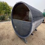 Parete posteriore panoramica in vetro per sauna a botte - immagine 2