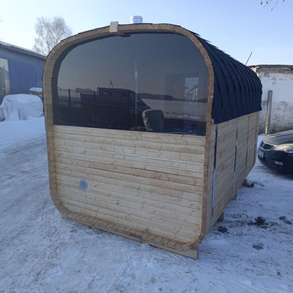 Parete posteriore panoramica in vetro per sauna Quadro